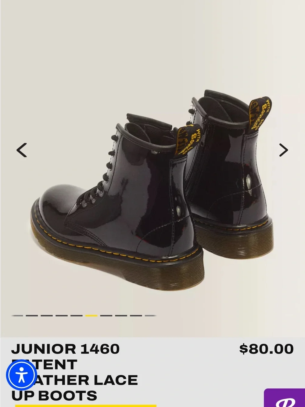 Dr. Martens Junior 1460 Glossy Black Lace-Up Boots